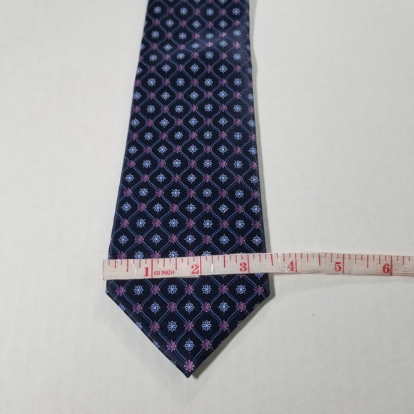 Valentino Men's Tie Made In Italy Blue 100% Silk Woven Necktie Floral - Picture 5 of 6